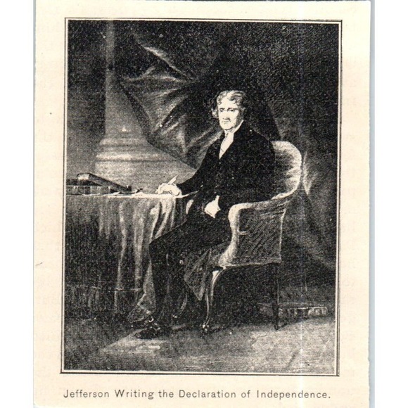 None Other - Jefferson Writing The Declaration of Independence c1890 Victorian Print AE8-CH10